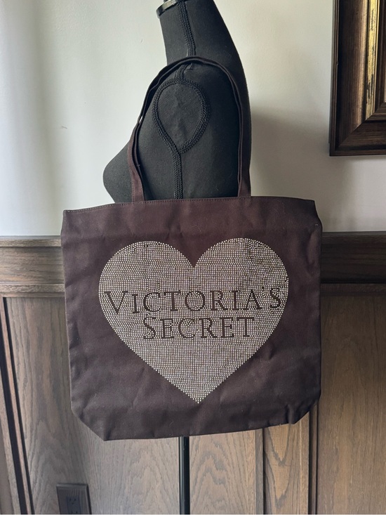 Victoria's Secret Handbags - Victoria's Secret Black Tote with Crystal Heart Logo